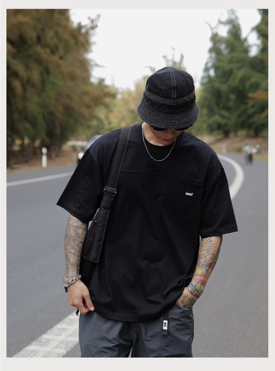 Embroidery Logo Cut &amp; Sew Pocket Tee