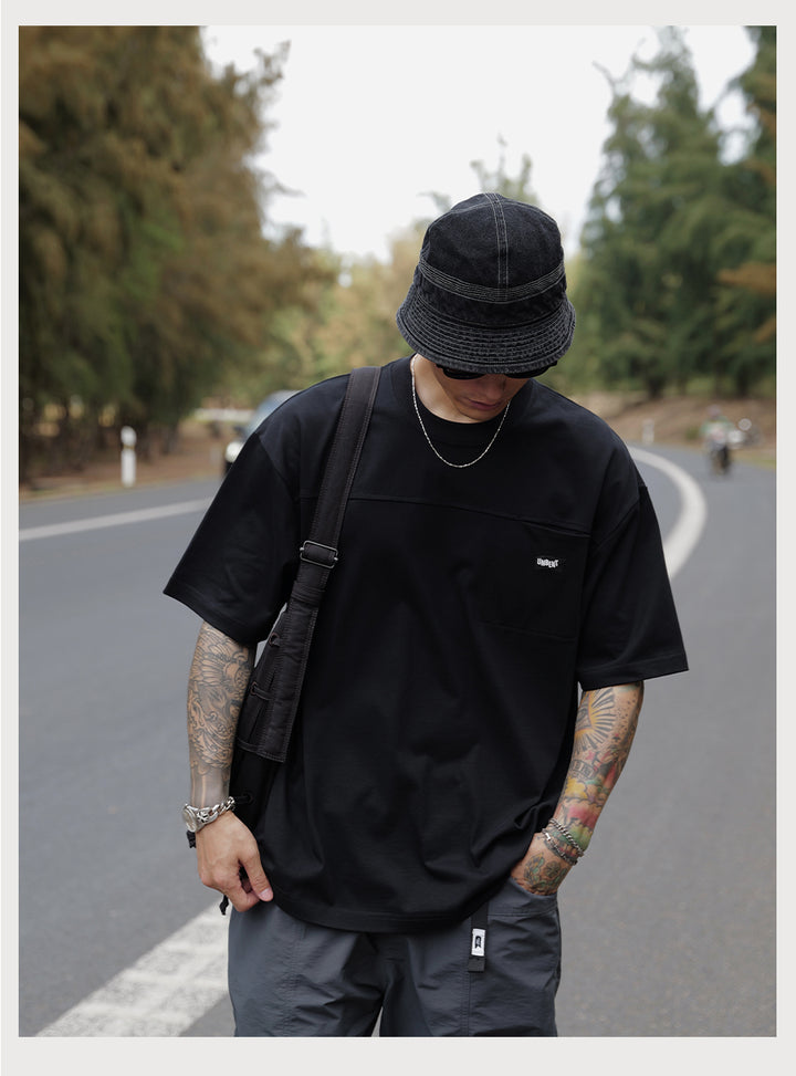 Embroidery Logo Cut &amp; Sew Pocket Tee