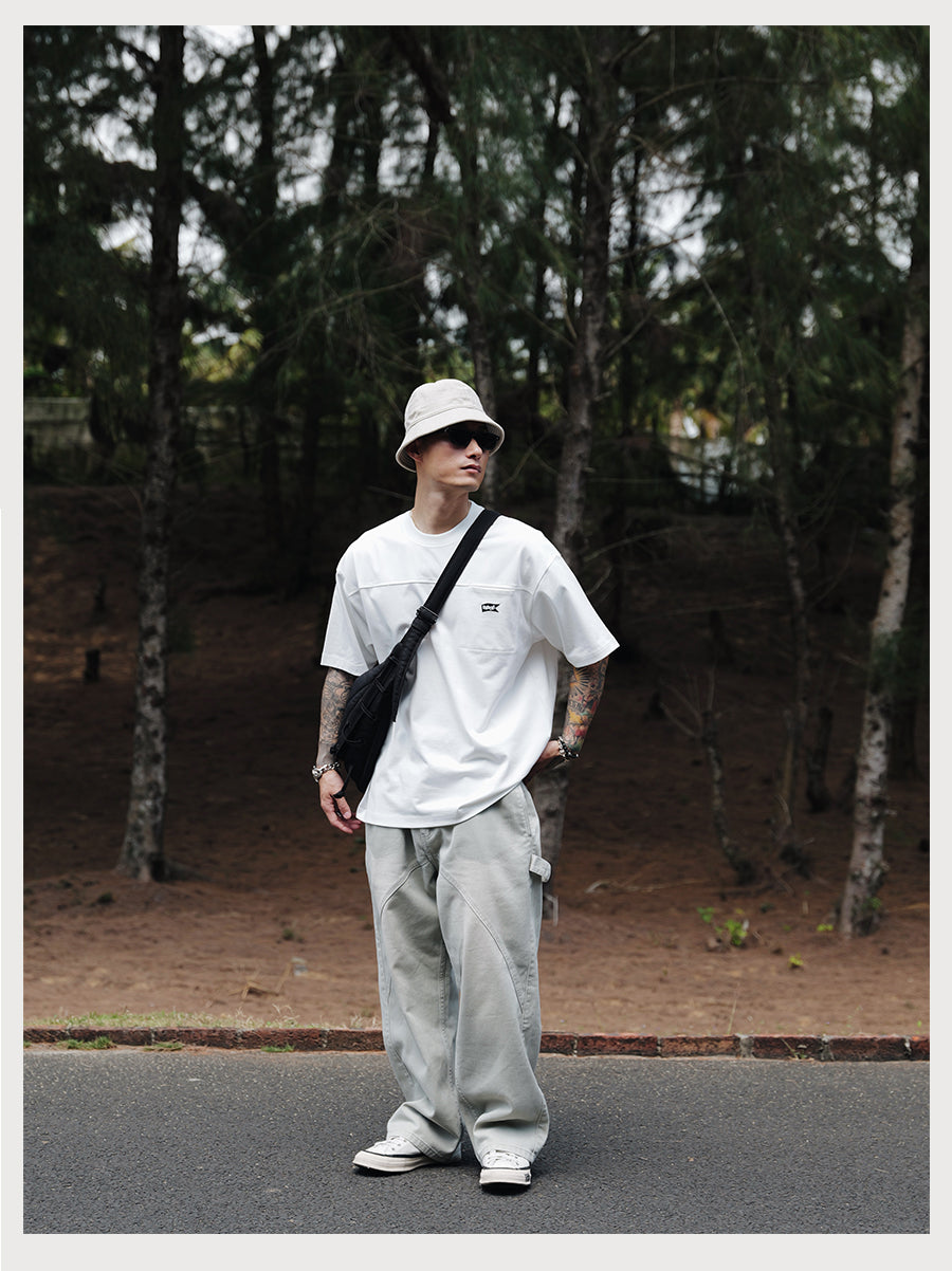 Embroidery Logo Cut &amp; Sew Pocket Tee