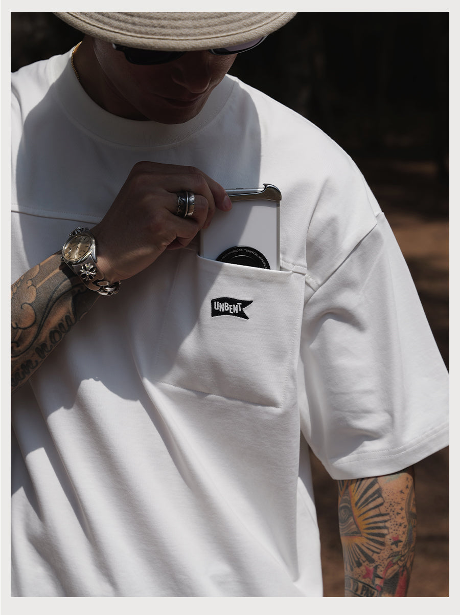 Embroidery Logo Cut &amp; Sew Pocket Tee