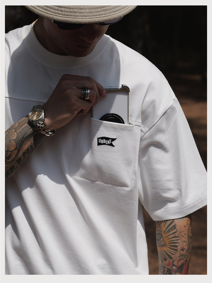 Embroidery Logo Cut &amp; Sew Pocket Tee