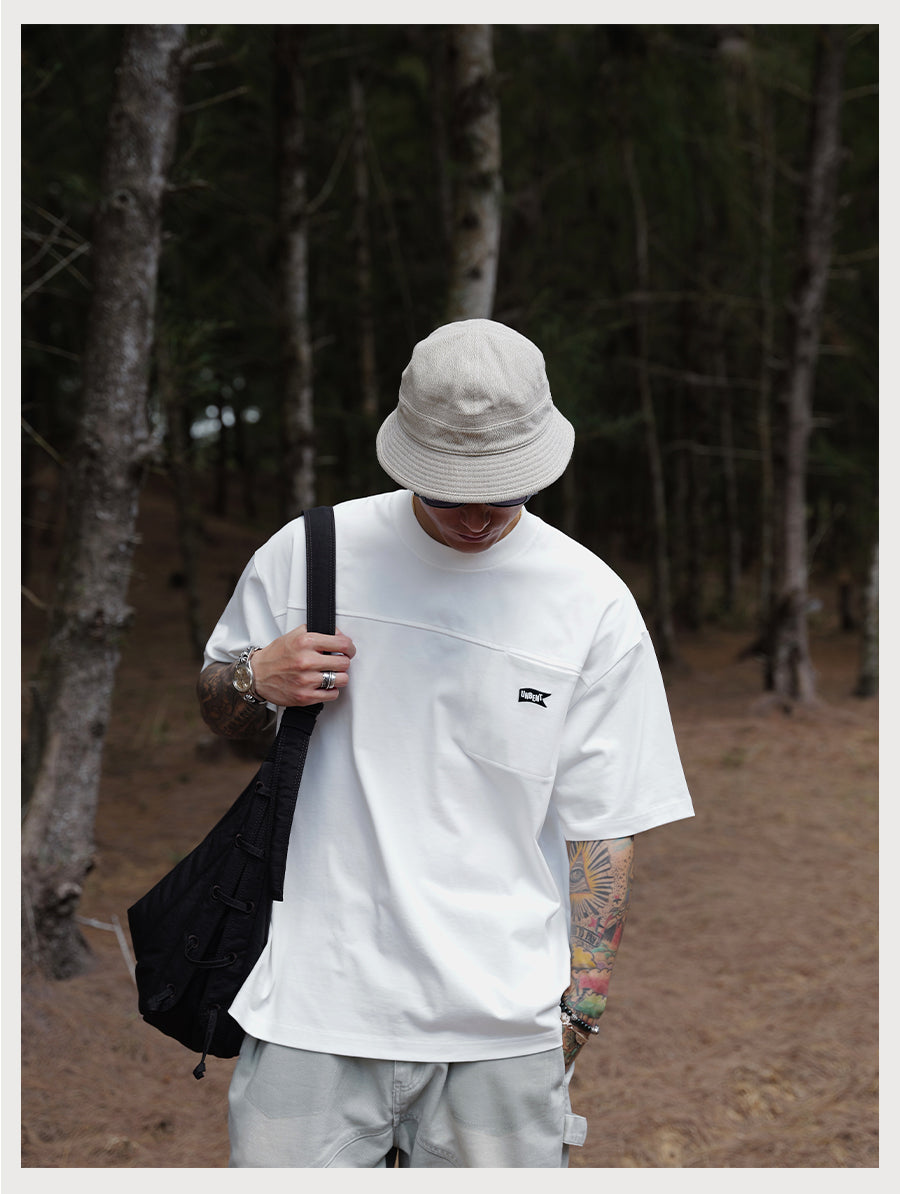 Embroidery Logo Cut &amp; Sew Pocket Tee