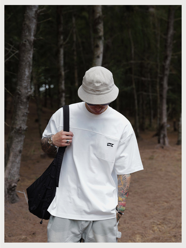 Embroidery Logo Cut &amp; Sew Pocket Tee
