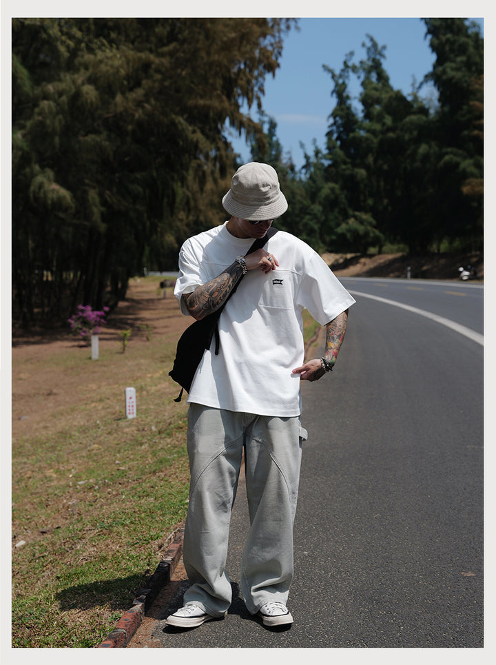 Embroidery Logo Cut &amp; Sew Pocket Tee