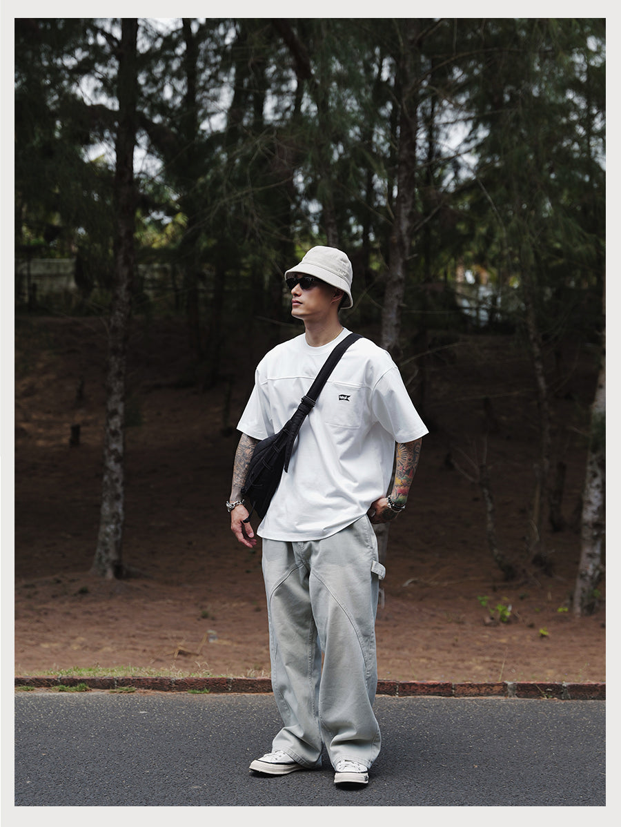 Embroidery Logo Cut &amp; Sew Pocket Tee