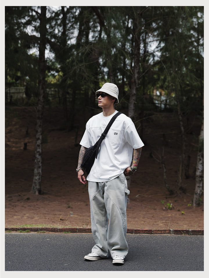 Embroidery Logo Cut &amp; Sew Pocket Tee