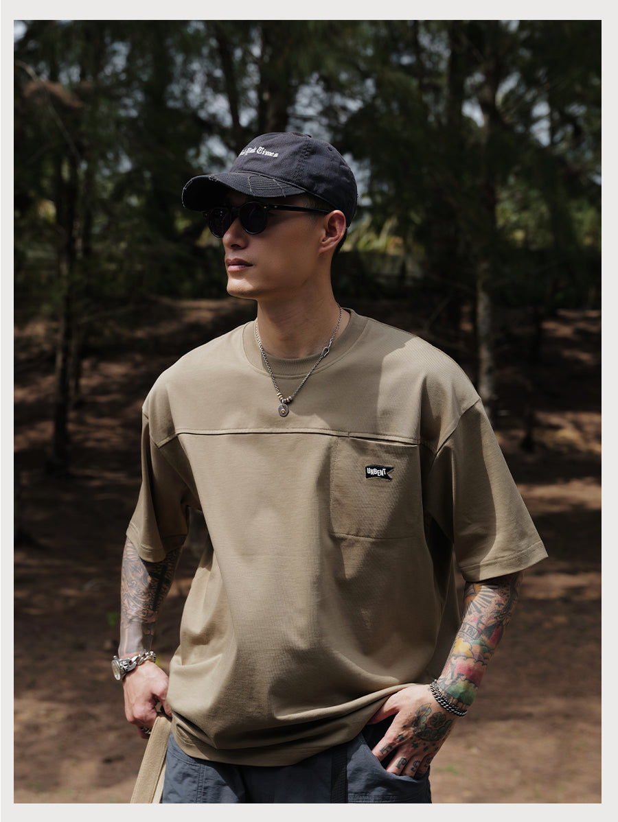 Embroidery Logo Cut &amp; Sew Pocket Tee