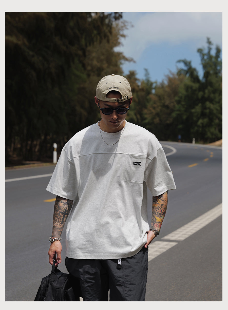 Embroidery Logo Cut &amp; Sew Pocket Tee