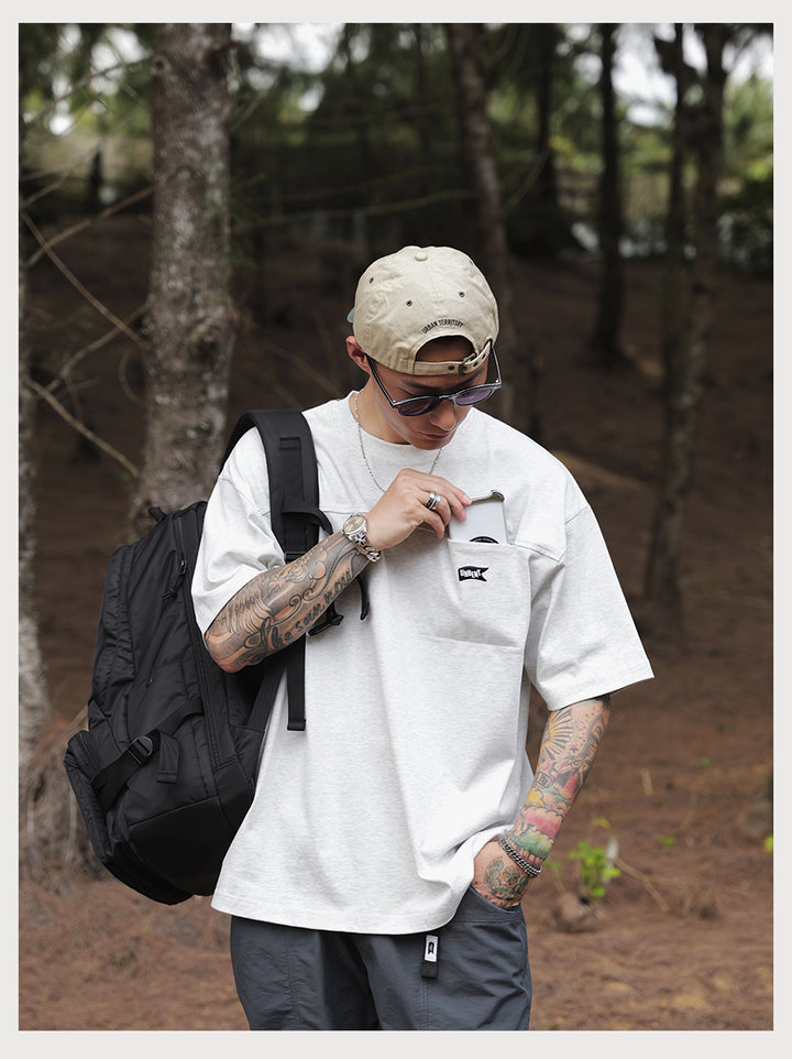 Embroidery Logo Cut &amp; Sew Pocket Tee