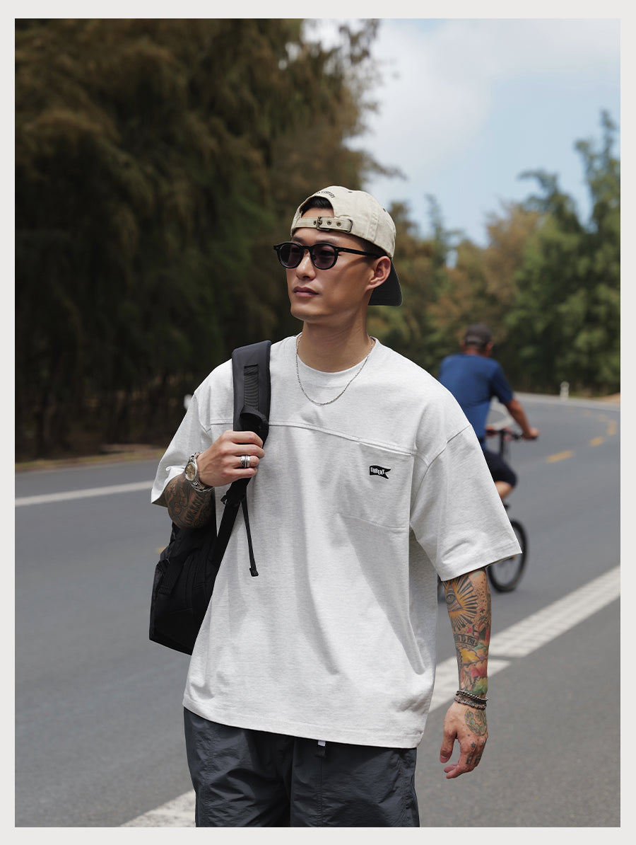 Embroidery Logo Cut &amp; Sew Pocket Tee