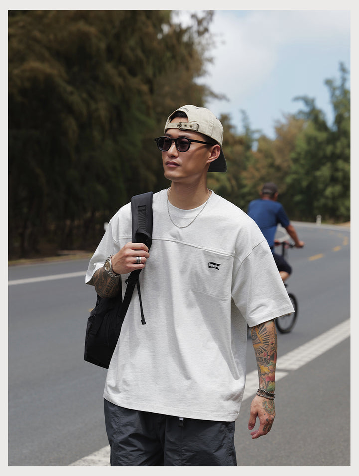 Embroidery Logo Cut &amp; Sew Pocket Tee