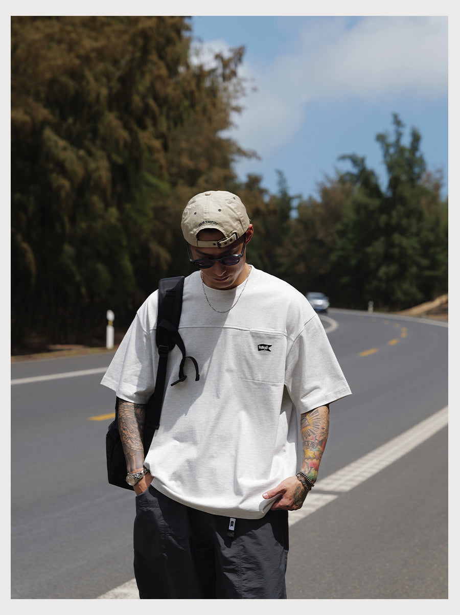 Embroidery Logo Cut &amp; Sew Pocket Tee