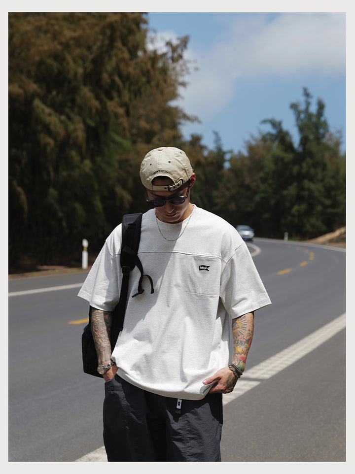 Embroidery Logo Cut &amp; Sew Pocket Tee