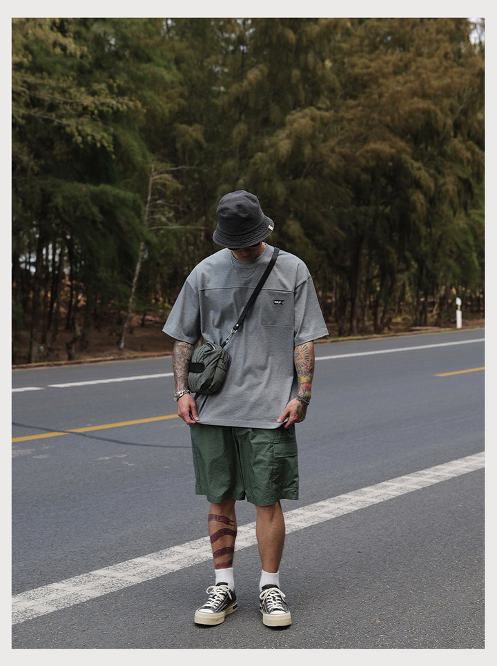 Embroidery Logo Cut &amp; Sew Pocket Tee