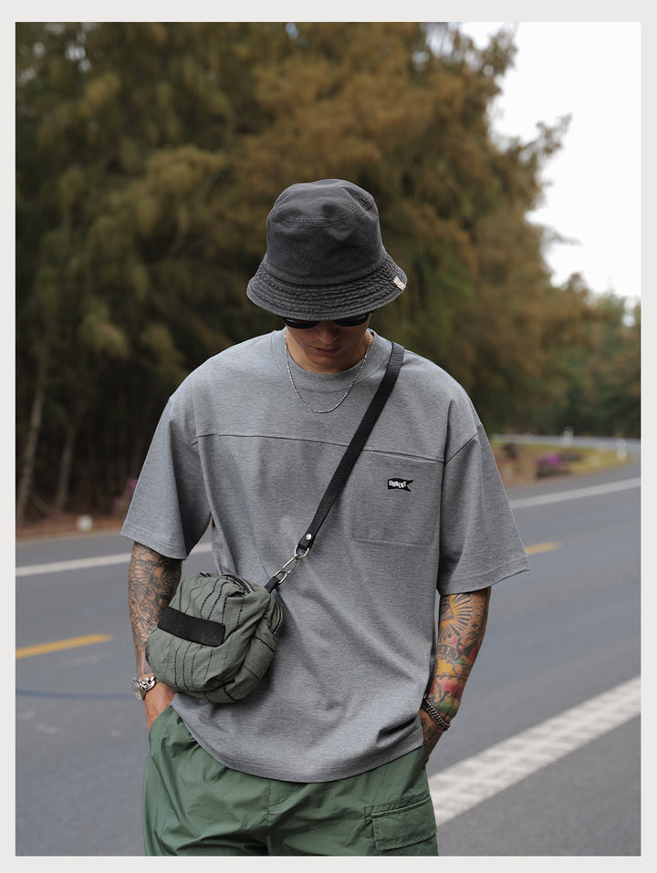 Embroidery Logo Cut &amp; Sew Pocket Tee