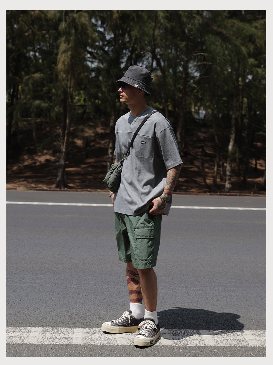 Embroidery Logo Cut &amp; Sew Pocket Tee