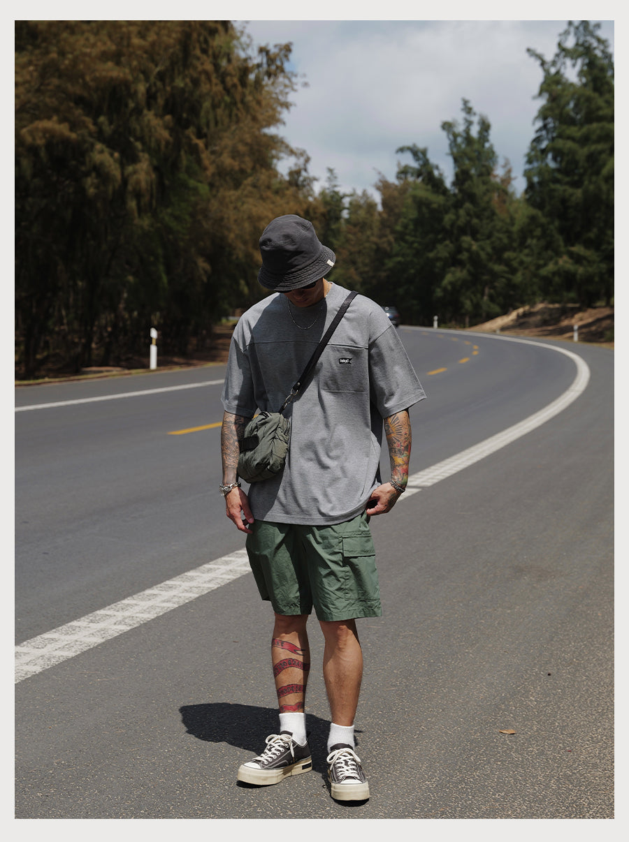 Embroidery Logo Cut &amp; Sew Pocket Tee