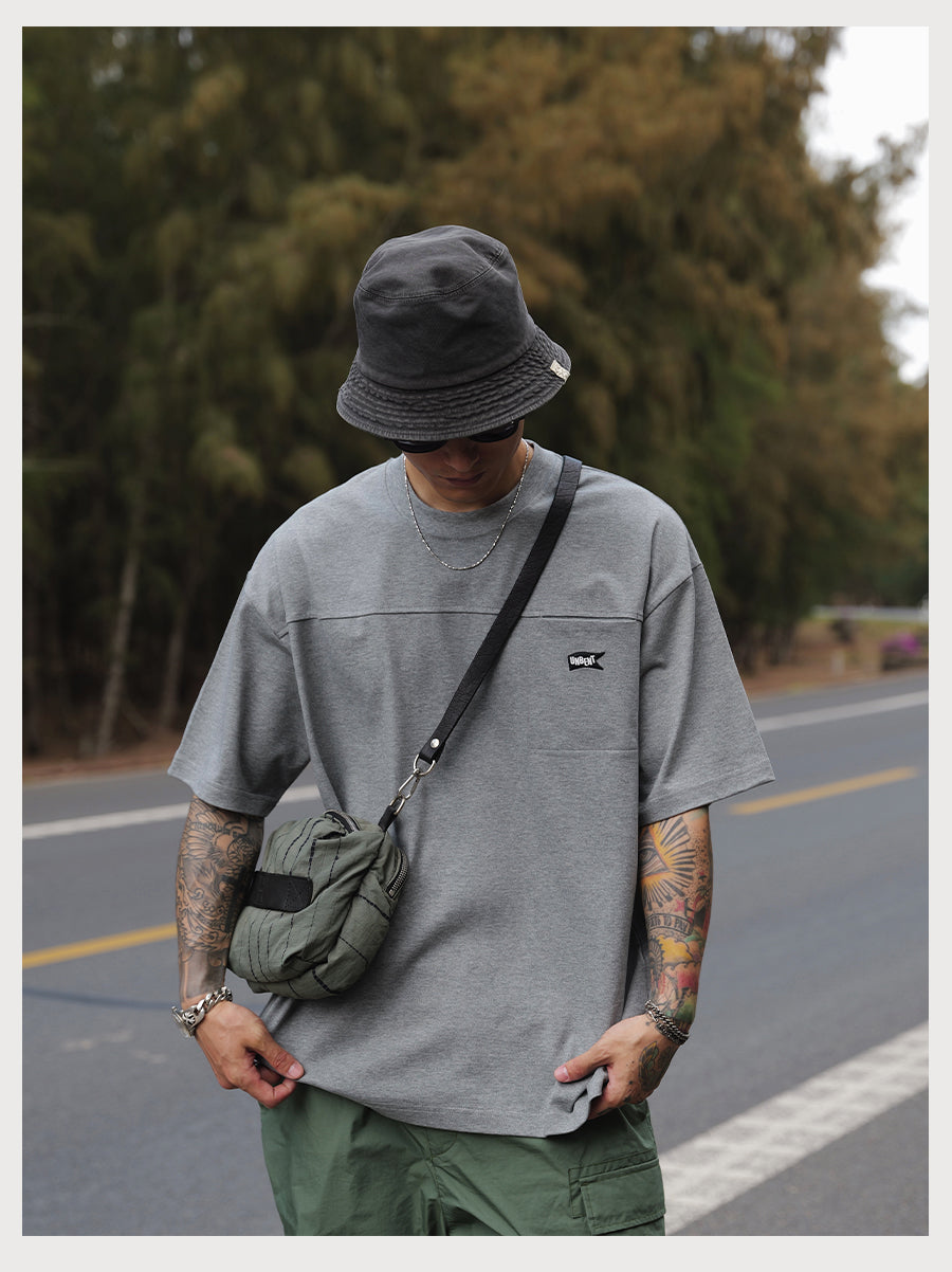 Embroidery Logo Cut &amp; Sew Pocket Tee