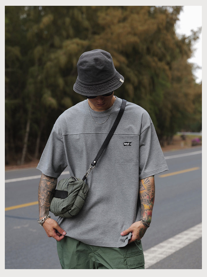 Embroidery Logo Cut &amp; Sew Pocket Tee